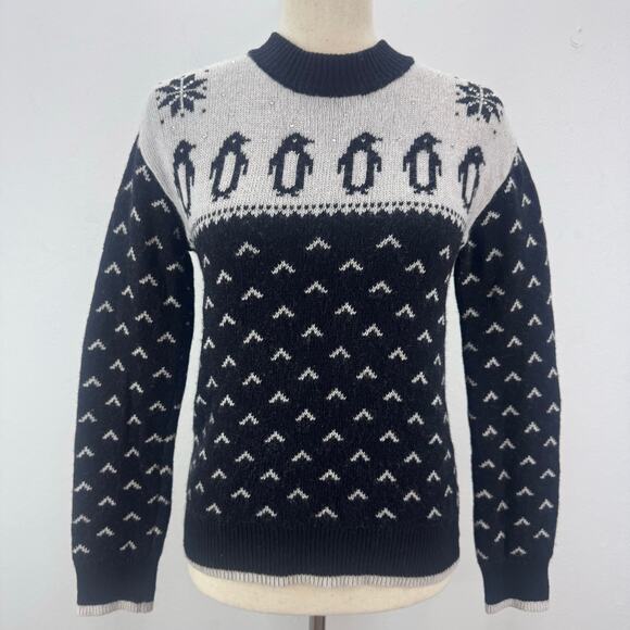 Kate Spade Penguin Intarsia Sweater Wool Blend Small Cottagecore Comfort Winter - Picture 3 of 12